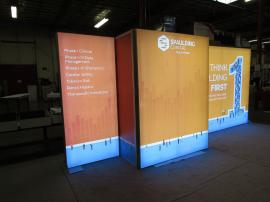 VK-2995 SuperNova LED Lightbox Inline with Tension Fabric Graphics, Attached LED Lights, and MOD-1519 Backlit Counter with Storage
